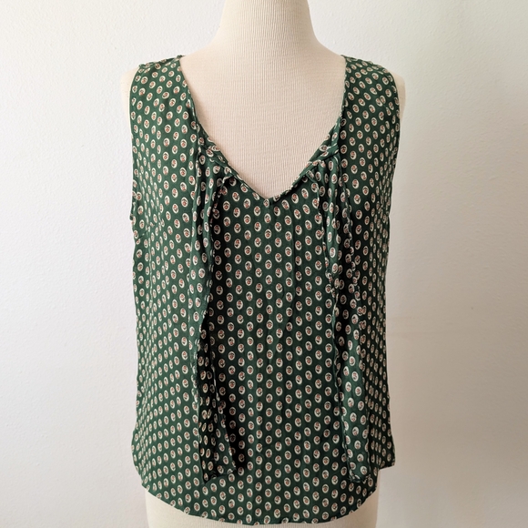 Modcloth Forest Green Patterned Blouse - Picture 3 of 6